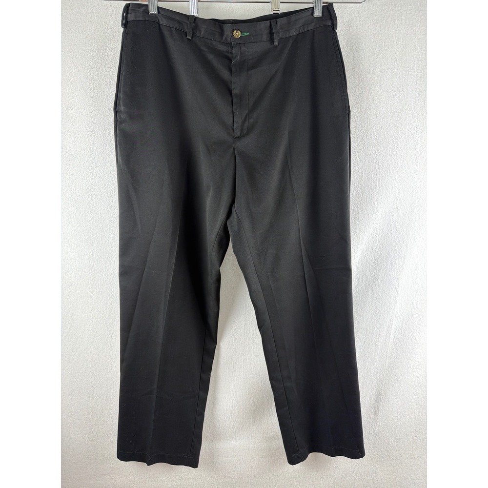 Tommy Hilfiger‎ Mens Black Dress Slacks Flat Front Straight Leg Pants 36x32